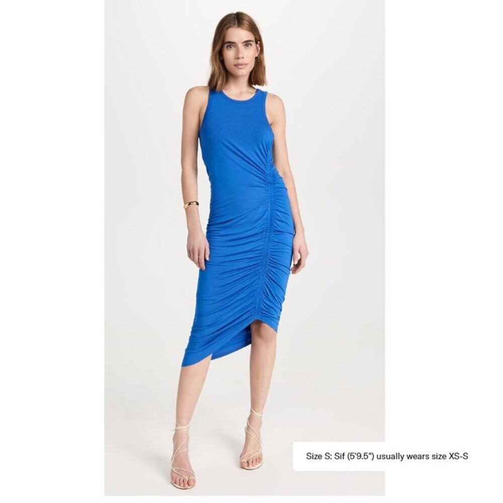 Veronica Beard Electric Blue Ruched Midi Dress